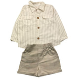 Valentina Bebes Completo Camicia-Bermuda Bicolore Bianco/Beige Per Neonato
