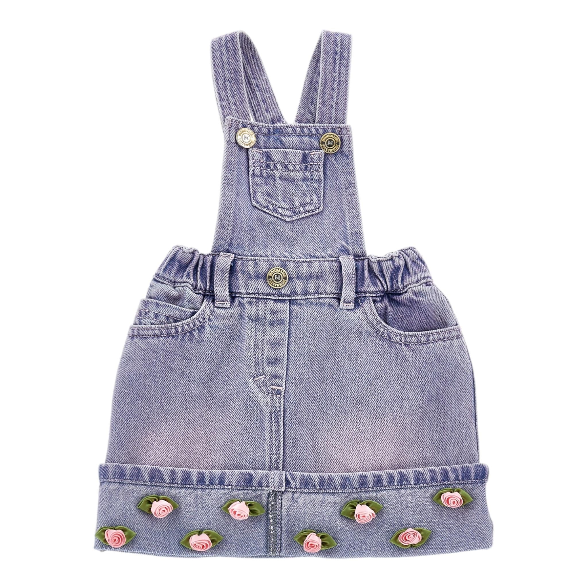 Monnalisa Salopette In Denim Tinta Unita con Applicazioni per Neonata 39E701 VIOLA MONNALISA 