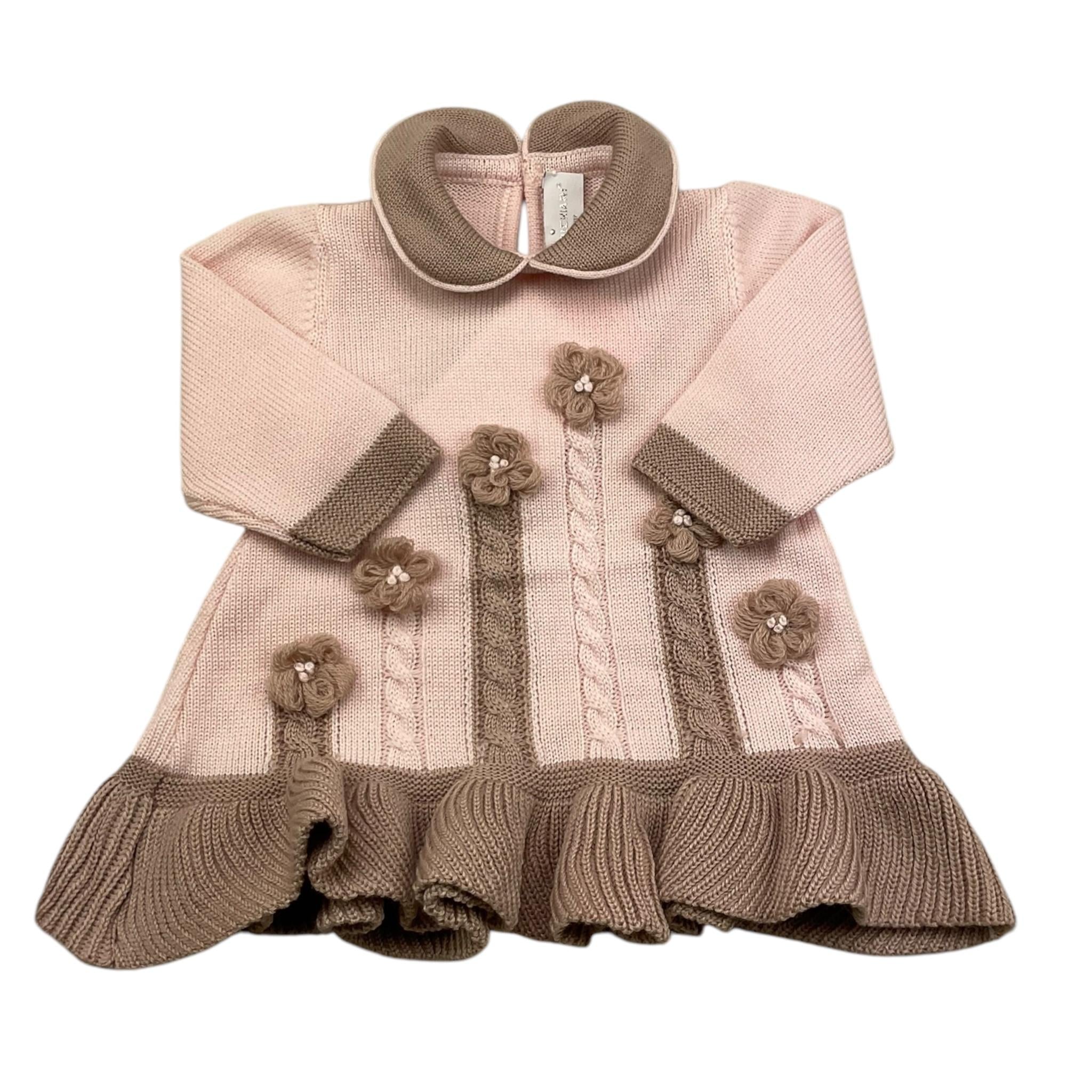 COLORI CHIARI abito manica lunga tinta unita con ricami in contrasto Rosa per Neonata FF107787 ROSA COLORI CHIARI 