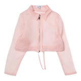 Piccola Ludo Camicia Manica Lunga Tinta Unita Con Zip Rosa Per Bambina