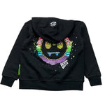 Barrow Kids Felpa Tinta Unita Con Stampa Fronte E Retro E Cappuccio Nero Per Bambina