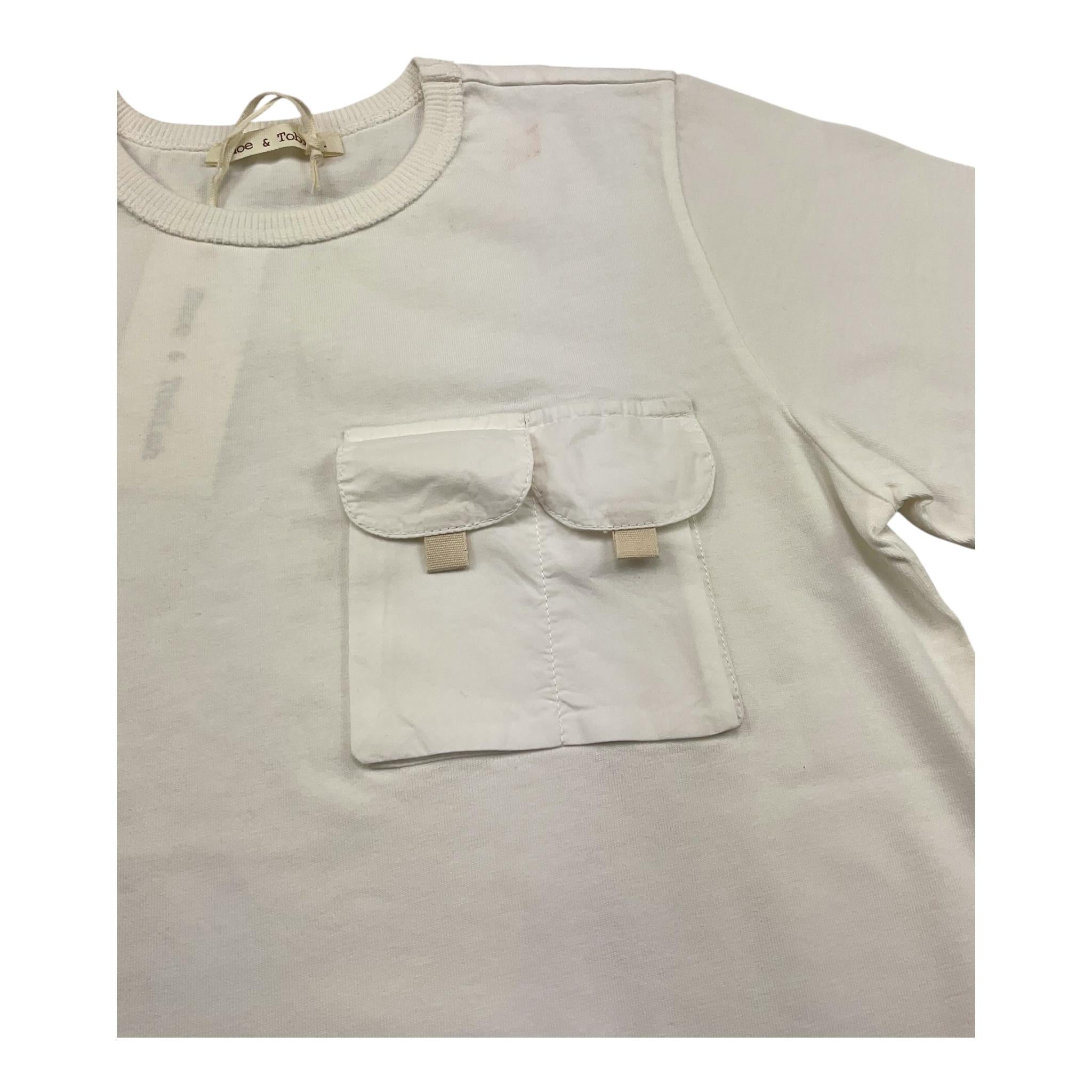 Zhoe & Tobiah T-Shirt Girocollo Tinta Unita con Taschino per Bambino BSE12M PANNA ZHOE & TOBIAH 