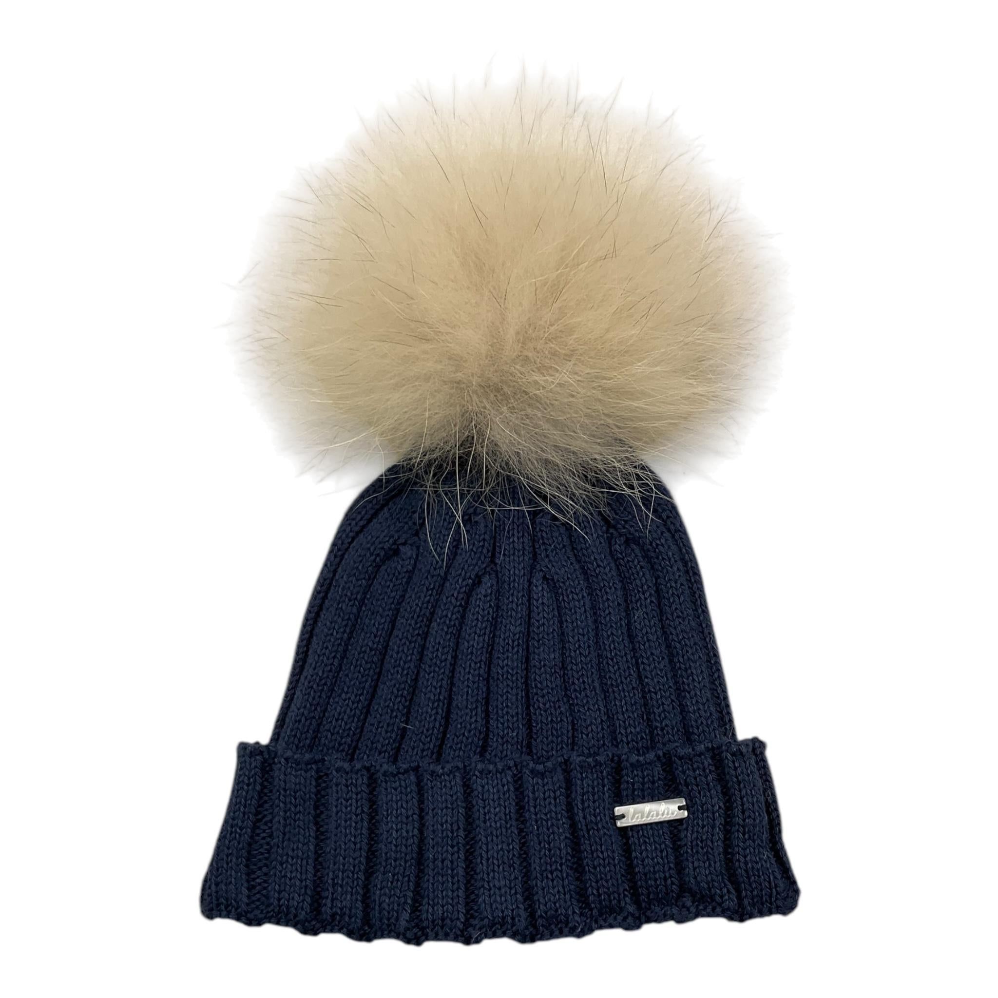 LALALU' cappello tinta unita con pon pon Blu per Neonato CAL12N BLU LALALU' 