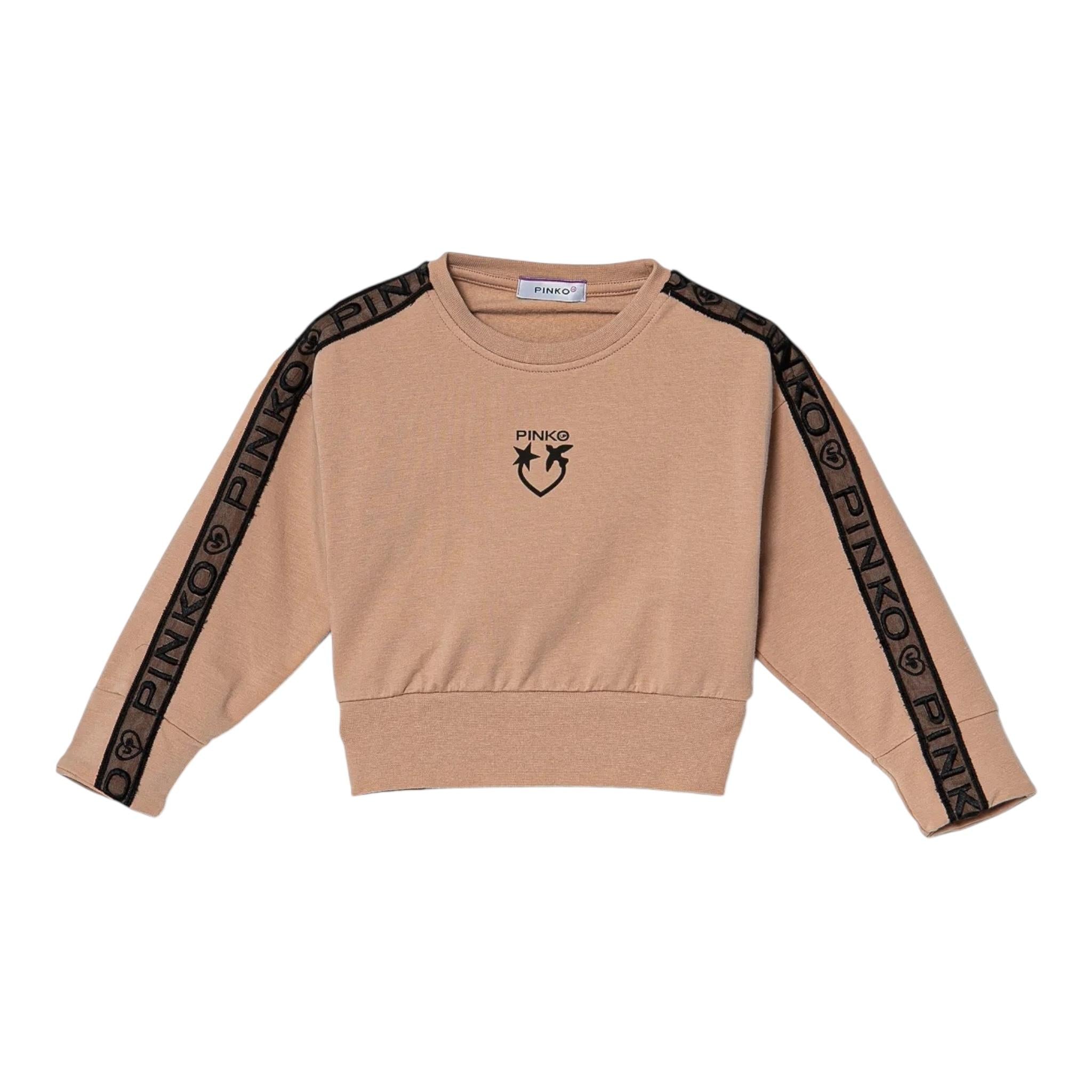 PINKO felpa girocollo tinta unita con stampa logo Rosa per Bambina JCFJF ROSA PINKO 