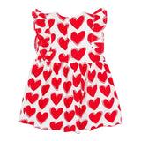 Agatha Ruiz Abito Giromanica Tinta Unita Fantasia Cuori Bianco/Rosso Per Neonata