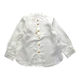 Zhoe & Tobiah Camicia Tinta Unita Con Collo Coreano Bianco Per Neonato