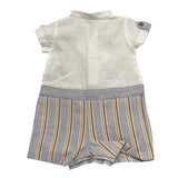 Barcellino Pagliaccetto Tinta Unita con Fantasia A Righe per Neonato 120103 BIANCO BARCELLINO 