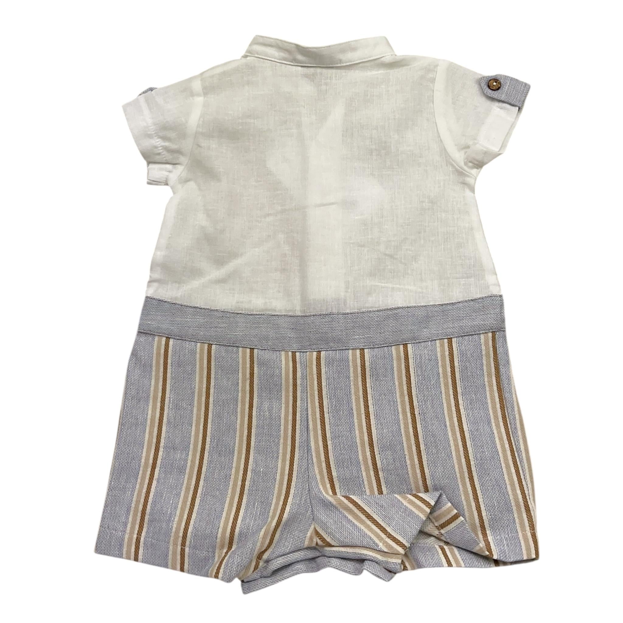 Barcellino Pagliaccetto Tinta Unita con Fantasia A Righe per Neonato 120103 BIANCO BARCELLINO 