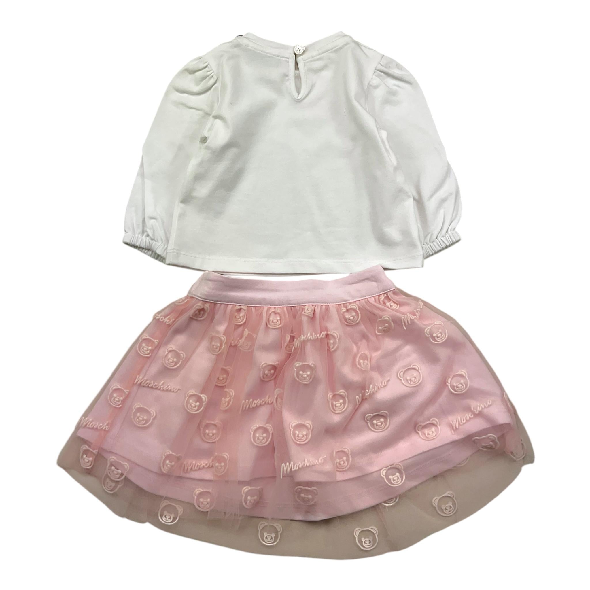 MOSCHINO completo 2pz bicolore shirt-gonna Bianco/rosa per Neonata MDK03A BIANCO/ROSA MOSCHINO 