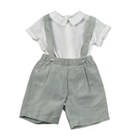 Barcellino Completo 2 Pezzi Camicia-Bermuda con Bretelle per Neonato 120712 BIANCO BARCELLINO 