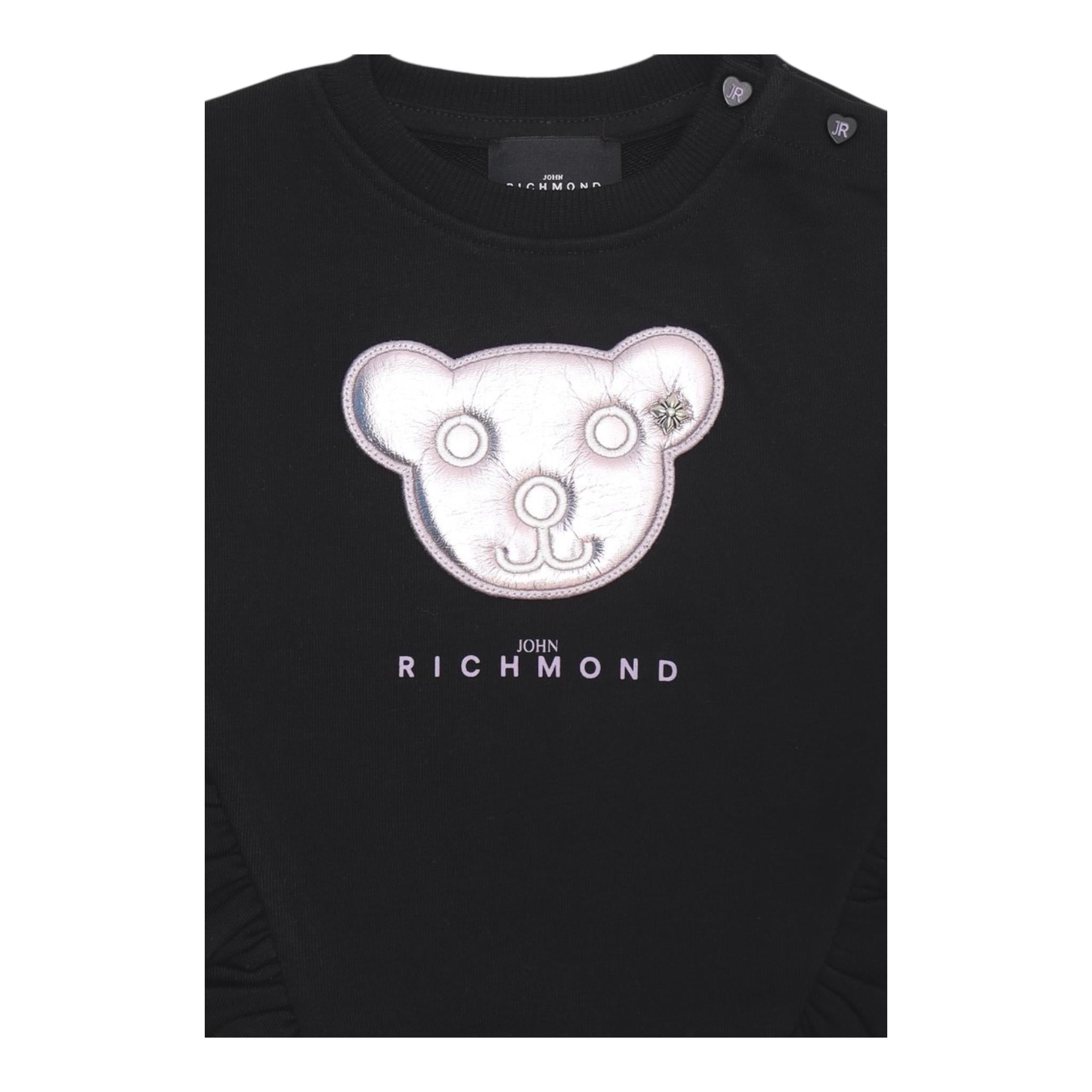 JOHN RICHMOND felpa girocollo tinta unita con stampa Nero per Neonata RIA24020FE NERO JOHN RICHMOND 