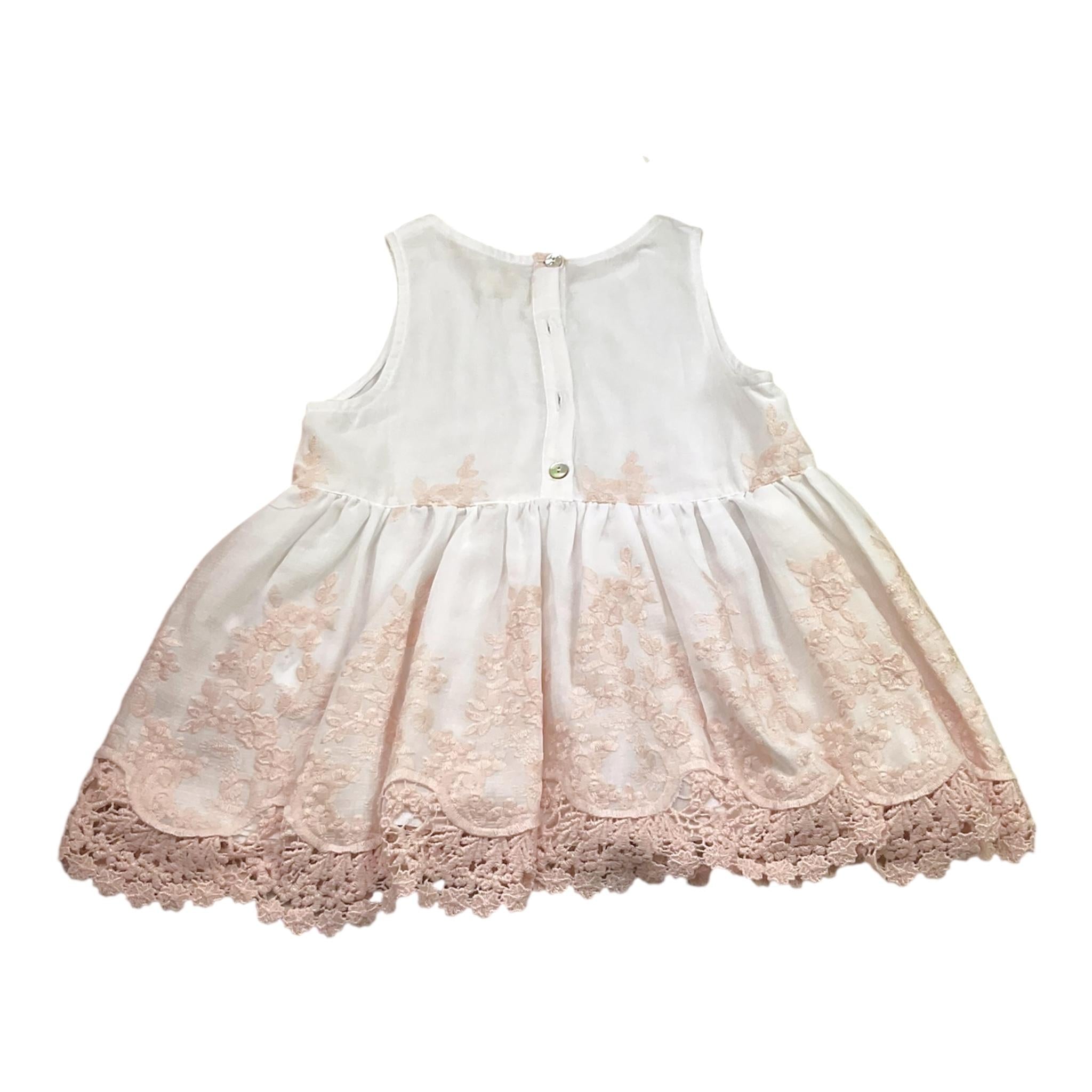 Caffe' D'Orzo Top Tinta Unita Giromanica con Ricami per Bambina ZW5A72 BIANCO CAFFE' D'ORZO 