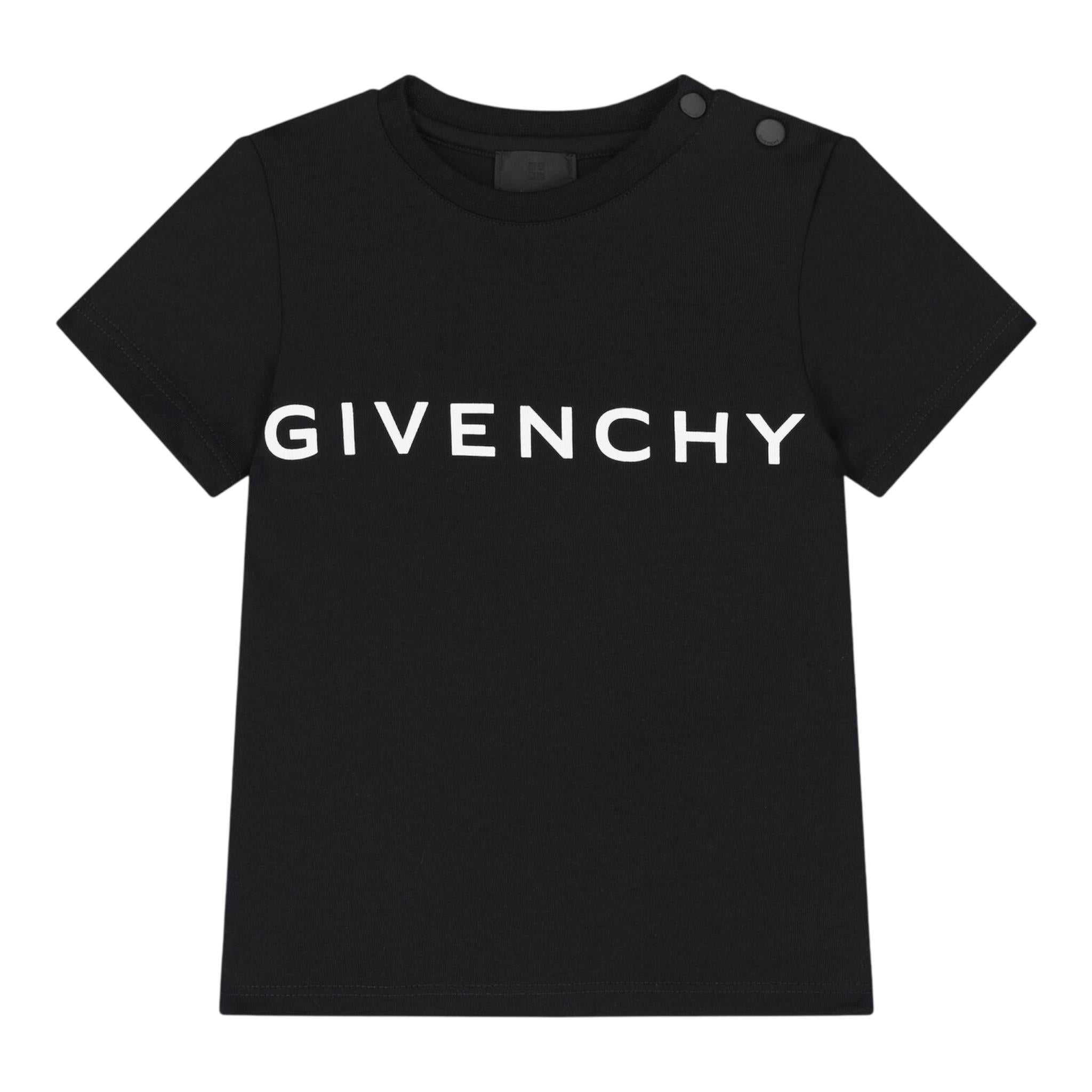 Givenchy T-Shirt Girocollo Tinta Unita con Stampa per Neonato H30640 NERO GIVENCHY 