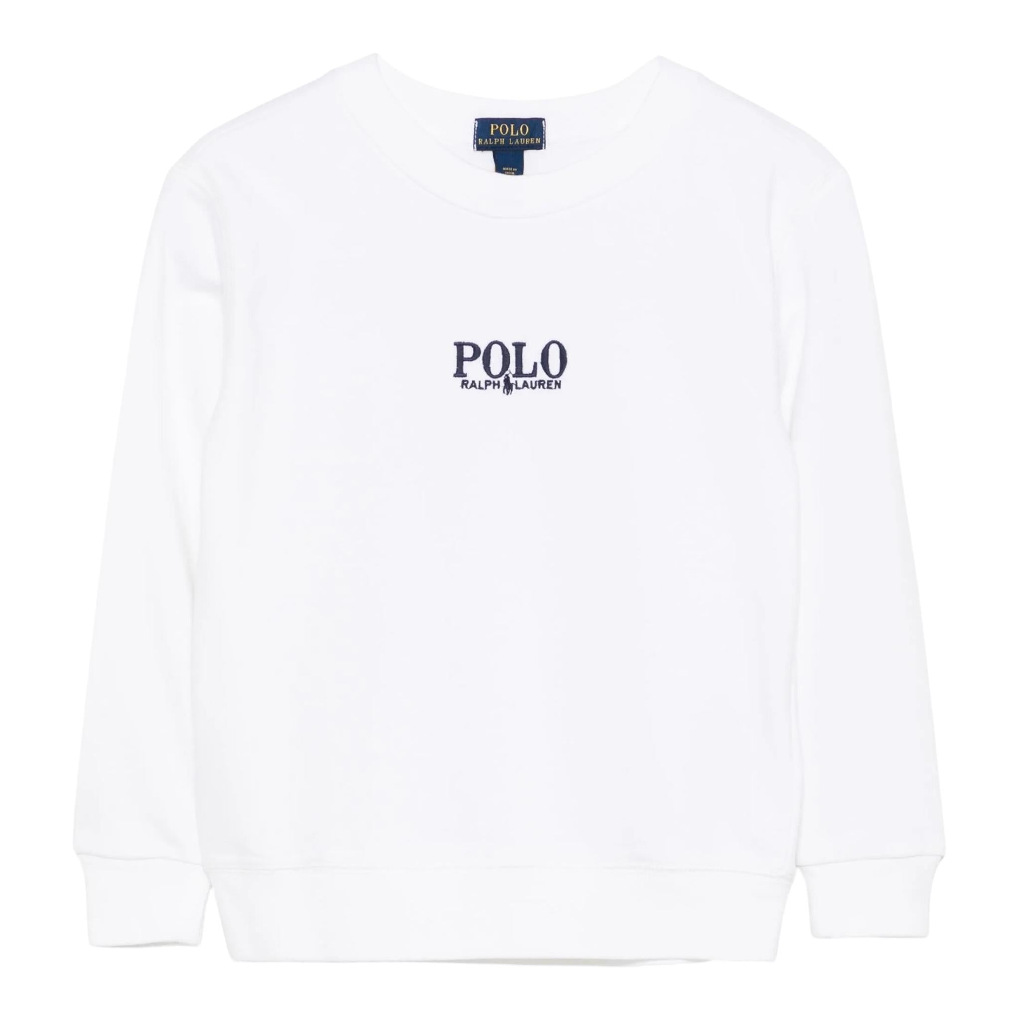 Ralph Lauren Felpa Chiusa Girocollo Tinta Unita per Bambino 322958154001 BIANCO RALPH LAUREN 