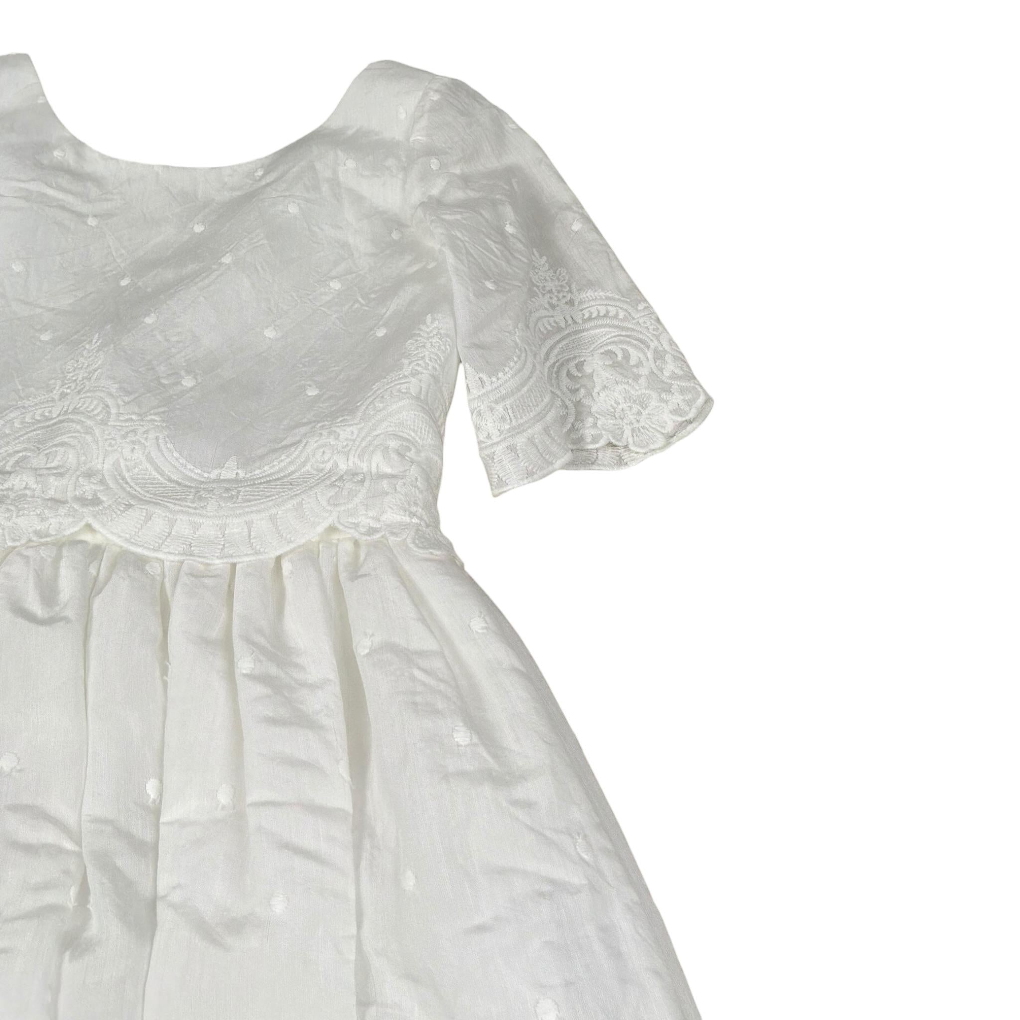 Raffaella Abito Cerimonia Tinta Unita Mezza Manica per Bambina URSULA BIANCO RAFFAELLA 