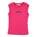 Aniye By Girl Canotta Girocollo Tinta Unita Con Logo Fuxia Per Bambina