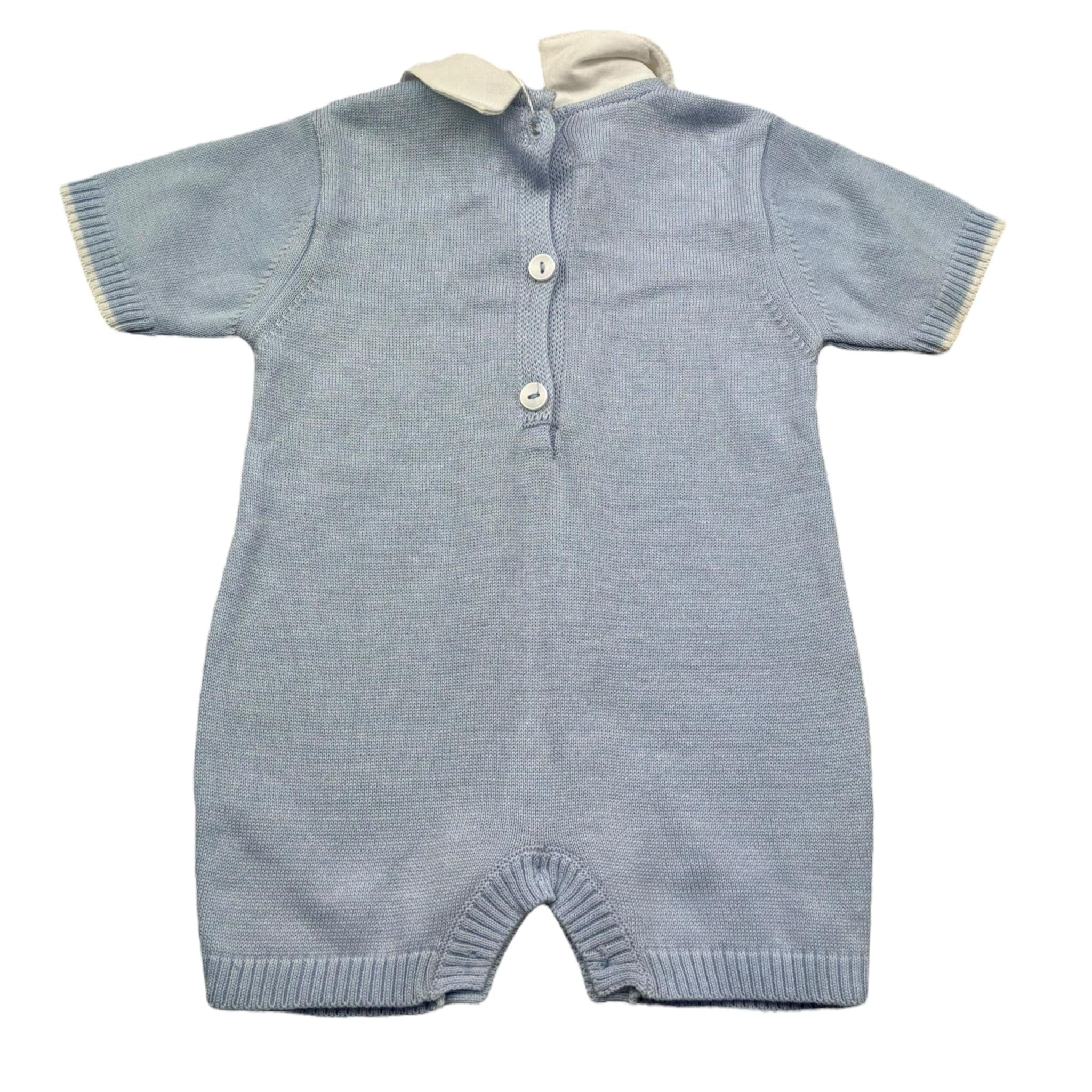 Isabel & Martinez Pagliaccetto Mezza Manica Tinta Unita con Ricami per Neonato IM25N528 AZZURRO ISABEL & MARTINEZ 