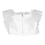 Elisabetta Franchi Top Giromanica Tinta Unita Con Tulle Bianco Per Bambina