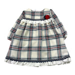 JULIANA abito tinta unita con fantasia a quadri e colletto Bianco per Neonata 24660 BIANCO JULIANA 