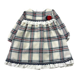 JULIANA abito tinta unita con fantasia a quadri e colletto Bianco per Neonata 24660 BIANCO JULIANA 