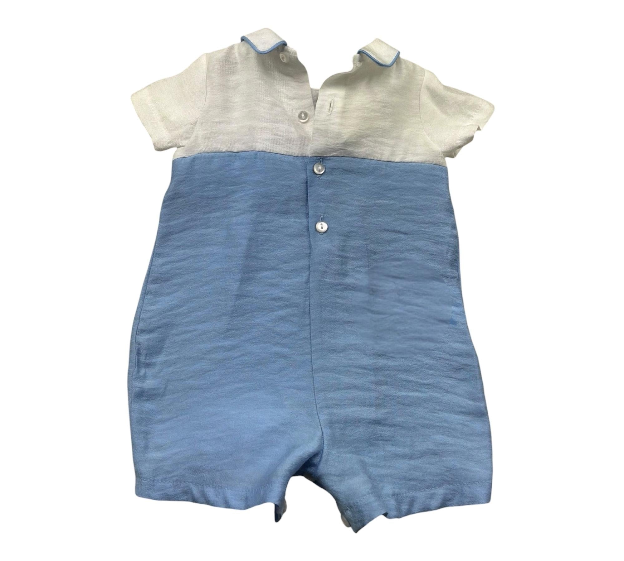 Le Bebe Pagliaccetto Mezza Manica Bicolore per Neonato LBB5380 BIANCO/AZZURRO LE BEBE 