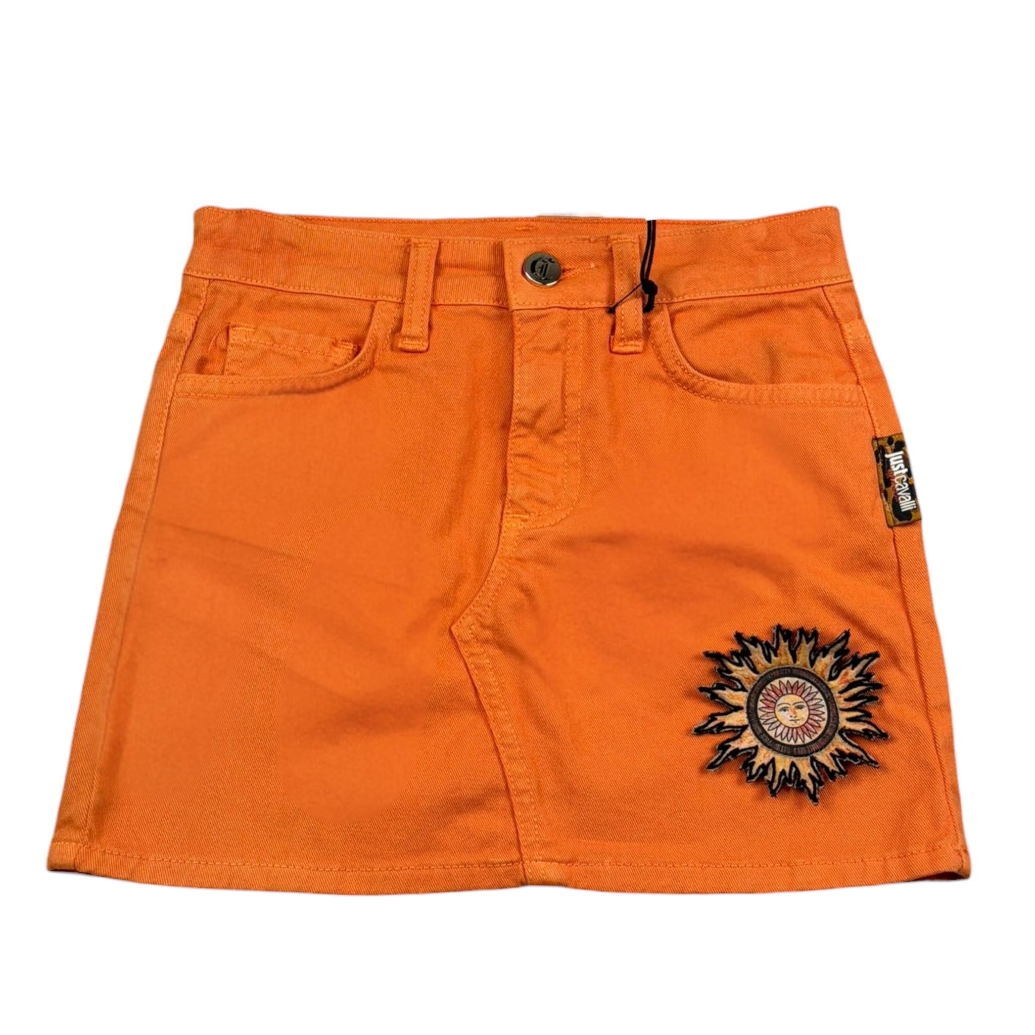 Just Cavalli Gonna Tinta Unita con Applicazione Sole per Bambina JGP26081GO ARANCIONE JUST CAVALLI 