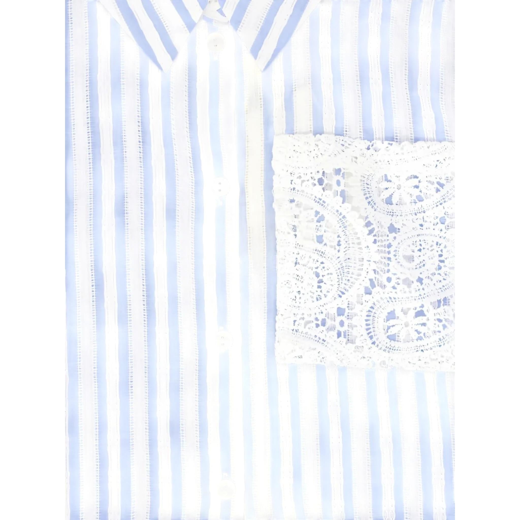 Twinset Camicia Tinta Unita con Fantasia A Righe per Bambina 251GJ2472 BIANCO TWINSET 