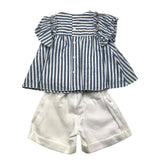 Barcellino Completo 2 Pezzi Camicia-Short Bianco/Blu Per Neonata