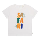 Carre'Ment Beau T-Shirt Girocollo Tinta Unita Con Stampa In Contrasto Bianco Per Neonato
