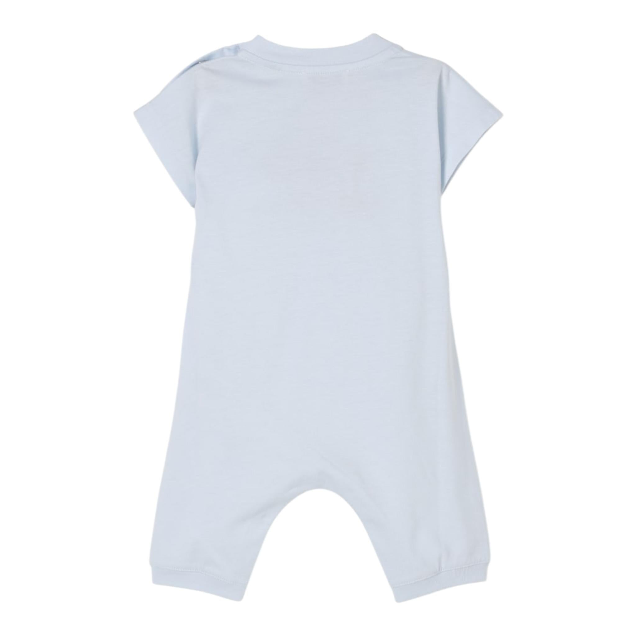 Burberry Pagliaccetto Girocollo Tinta Unita con Stampa per Neonato 8100678 AZZURRO BURBERRY 