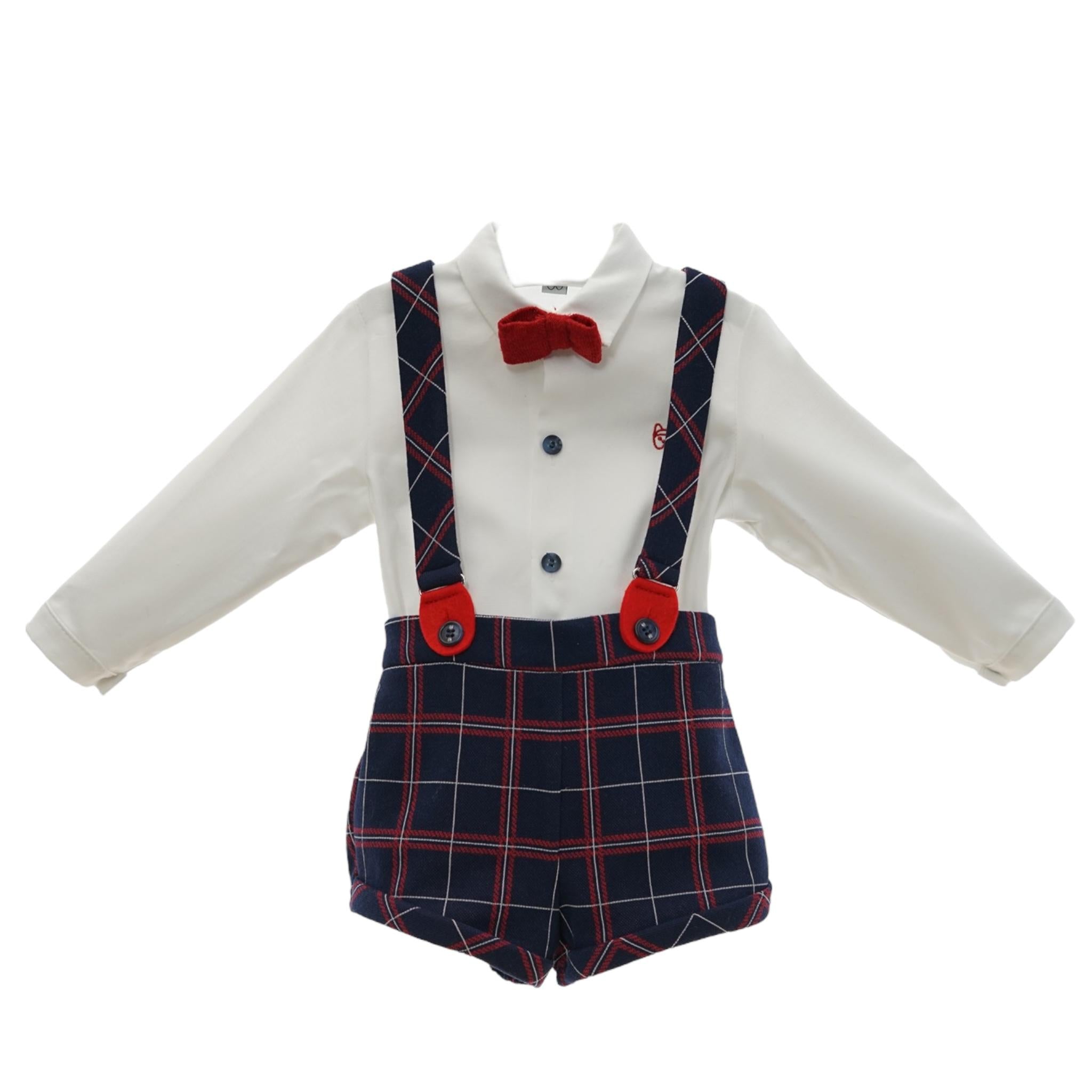 MARTA Y PAULA completo bicolore 3pz papillons-camicia-salopettes Blu per Neonato 1854N BLU MARTA Y PAULA 