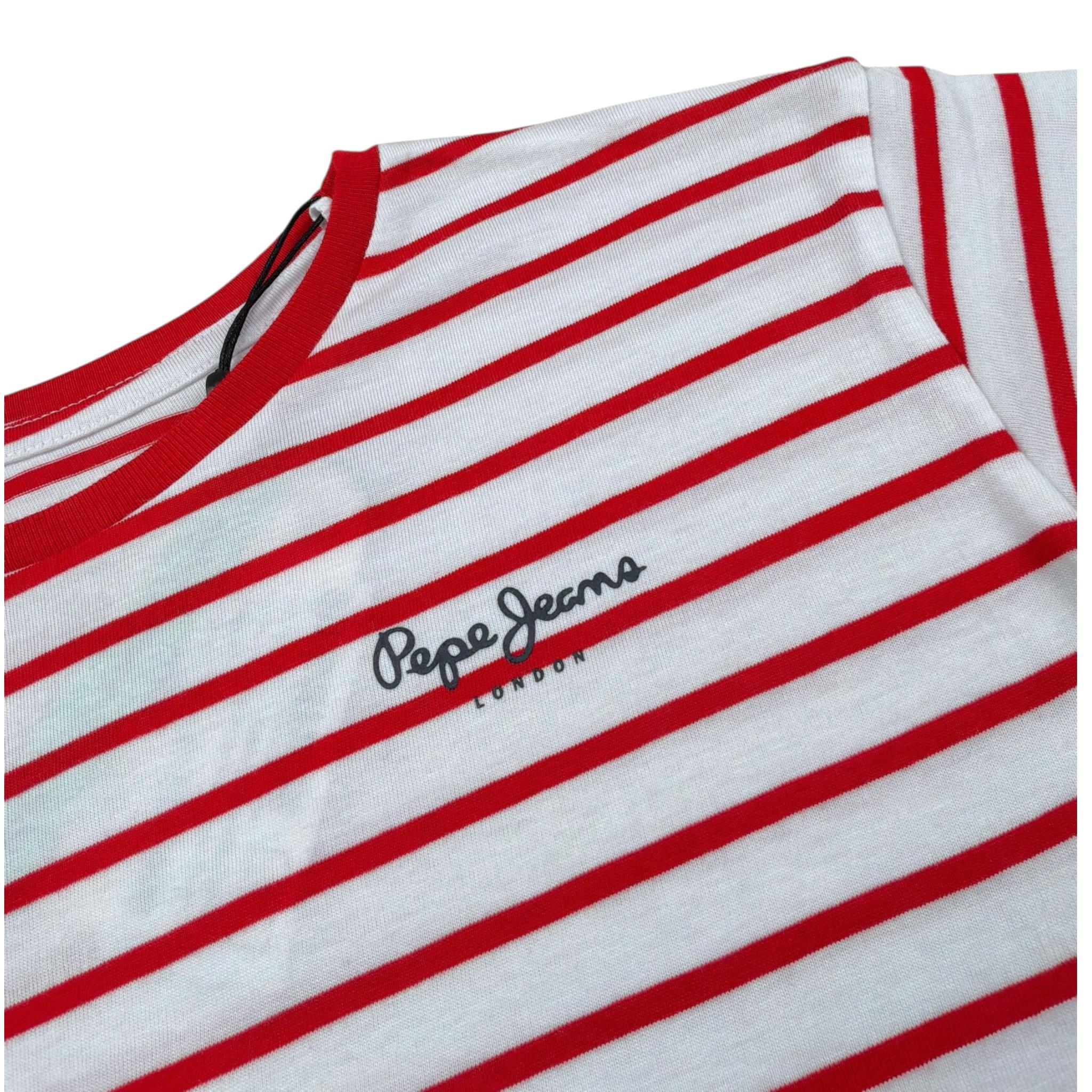 Pepe Feamo T-Shirt Bicolore Fantasia A Righe per Bambina PQ503128 BIANCO/ROSSO PEPE JEANS 