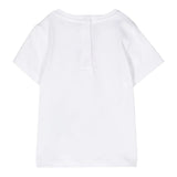 Balmain T-Shirt Girocollo Tinta Unita Con Stampa Logo Bianco Per Neonata