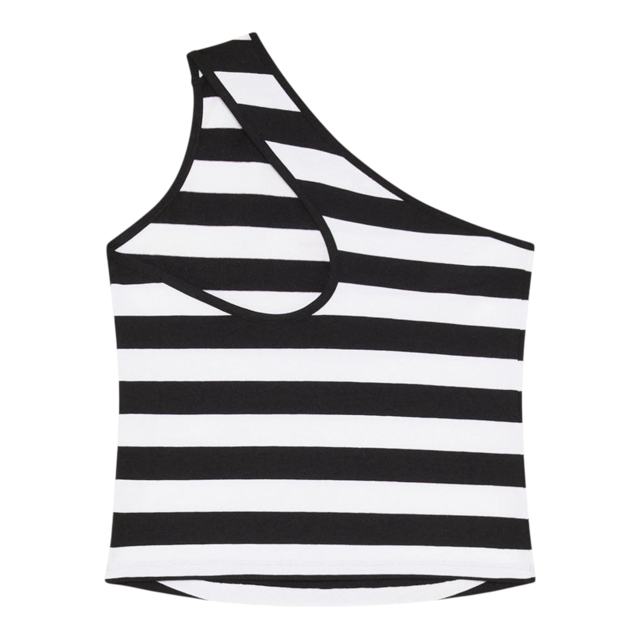 Patrizia Pepe Top Bicolore con Fantasia A Righe per Bambina 7M0875 BIANCO/NERO PATRIZIA PEPE 