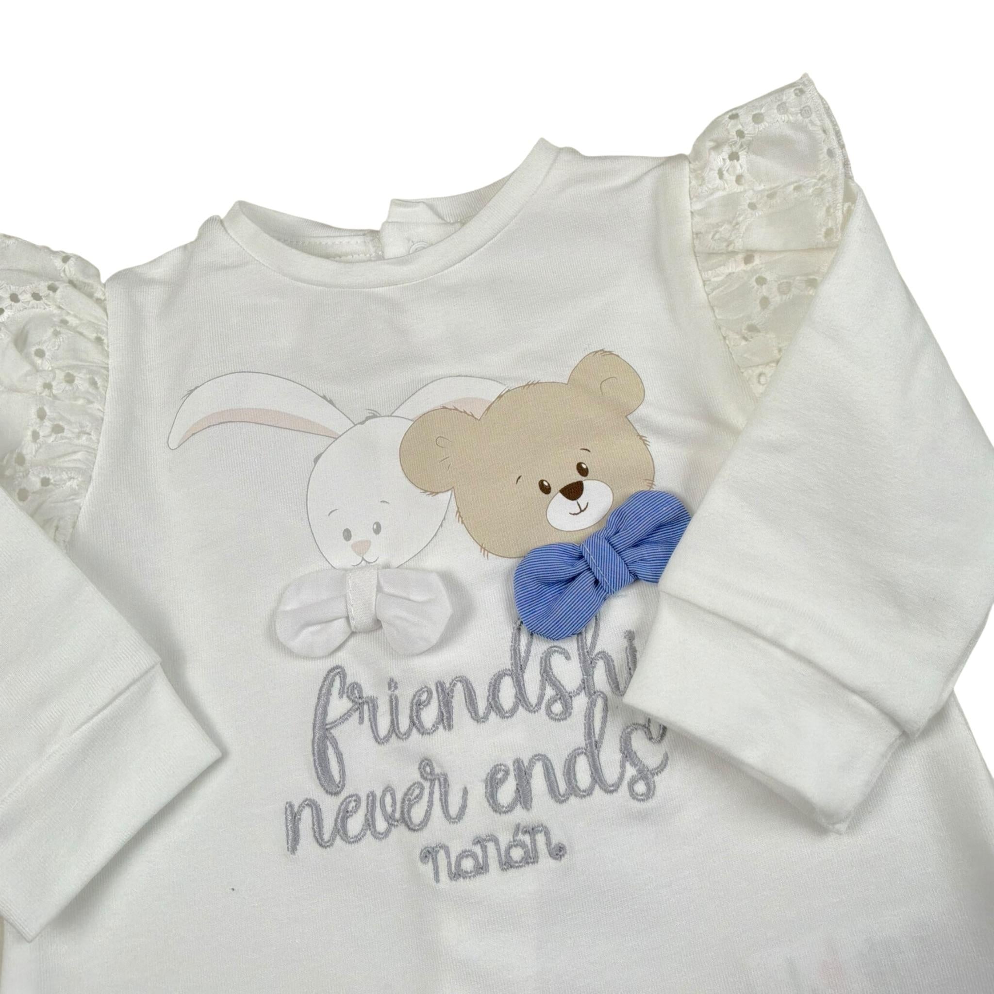 Nanan Tutina Tinta Unita con Ricami per Neonata E24418 BIANCO NANAN 