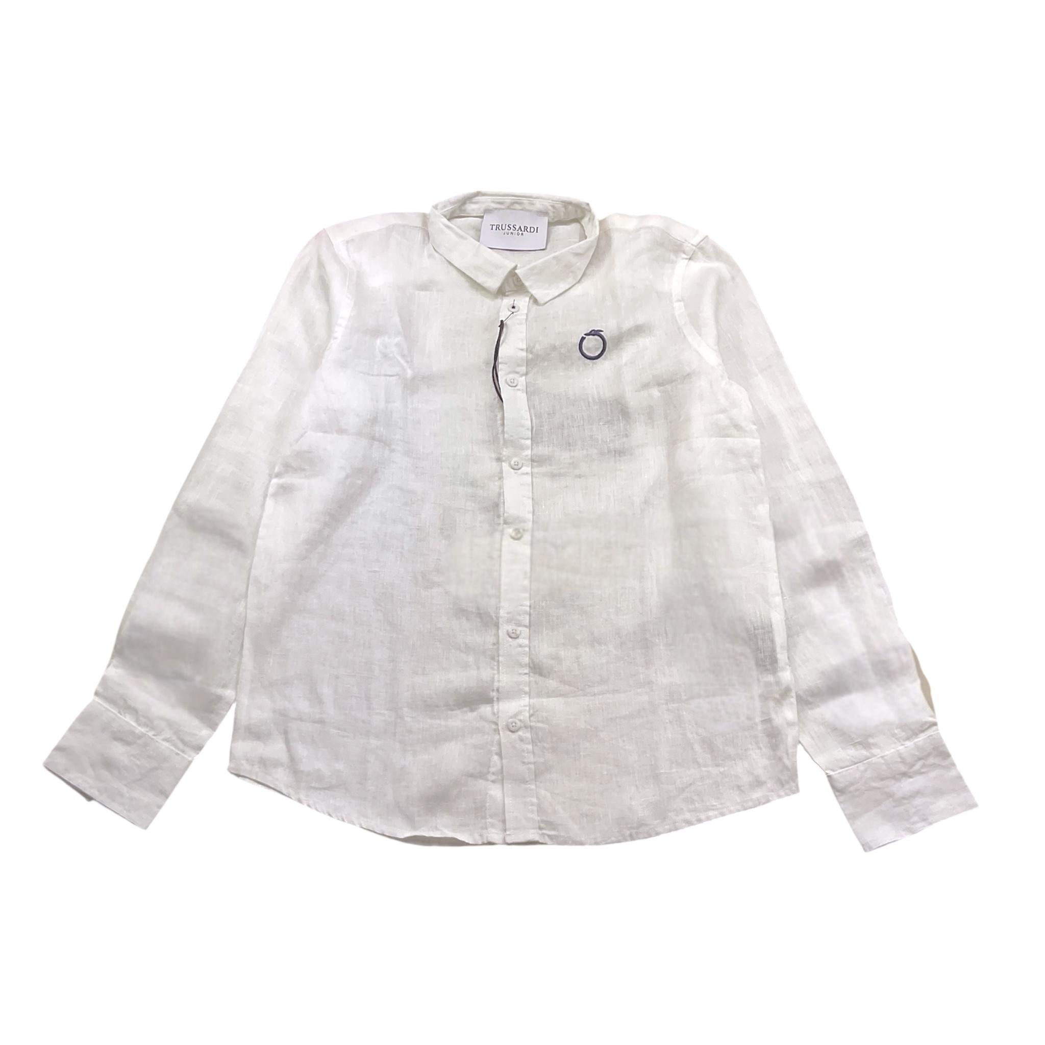 Trussardi Camicia Tinta Unita Manica Lunga con Logo per Bambino TBP24015CA BIANCO TRUSSARDI 
