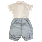 La Stupenderia Completo 2 Pezzi Camicia Body-Bermuda Bicolore Bianco/Azzurro Per Neonato