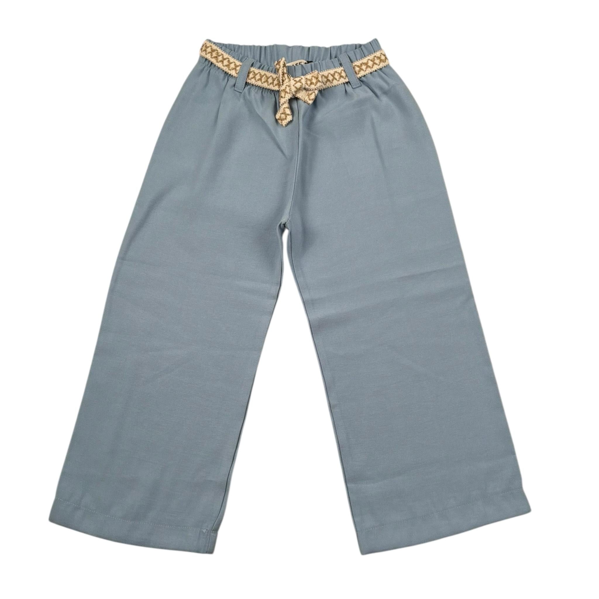 Please Pantalone Tinta Unita Modello Palazzo per Bambina PE66130G71 AZZURRO PLEASE 