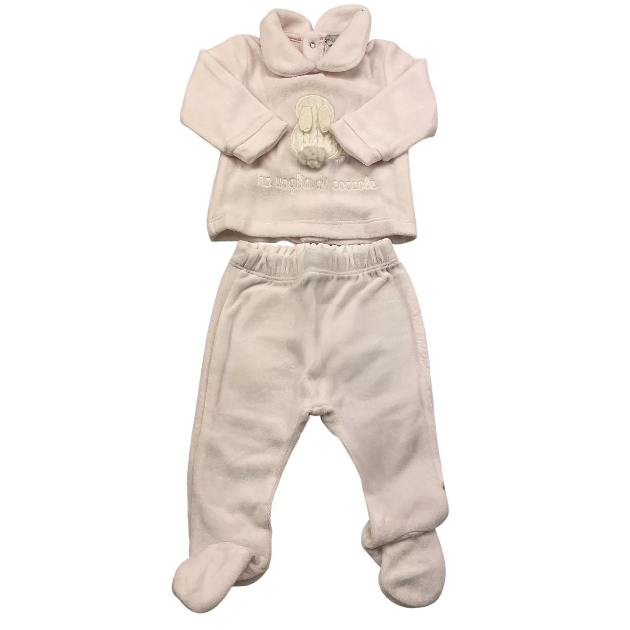 NANAN completo 2 pezzi maglia-ghettina in ciniglia Rosa per Neonata I2201401R ROSA NANAN 