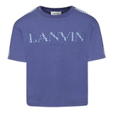 Lanvin T-Shirt Girocollo Tinta Unita con Stamp per Bambino N30129 BLU LANVIN 