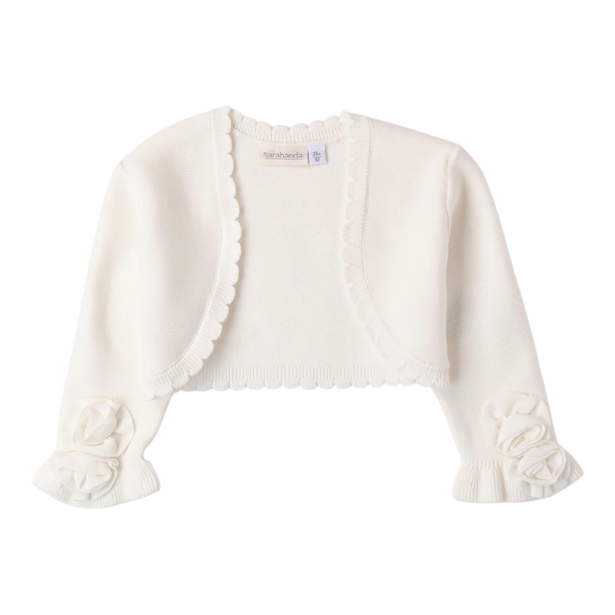 Sarabanda Coprispalle Tinta Unita con Applicazioni per Neonata 0B431N BIANCO SARABANDA 