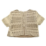 Alice Pi Camicia Mezza Manica Tinta Unita con Ricami Beige per Bambina