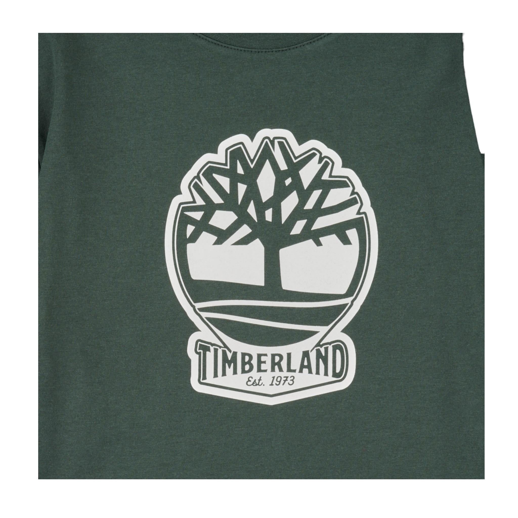 Timberland T-Shirt Girocollo Tinta Unita con Stampa per Bambino T60506X VERDE TIMBERLAND 