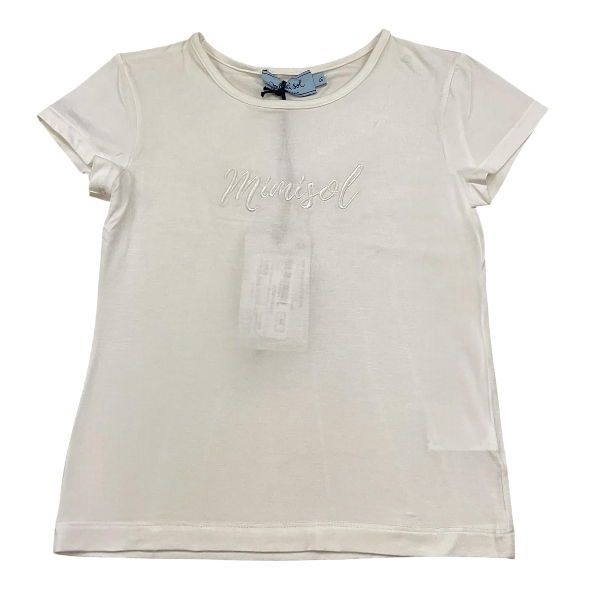 Mimisol T-Shirt Tinta Unita con Logo per Bambina MFTS076J BIANCO MIMISOL 
