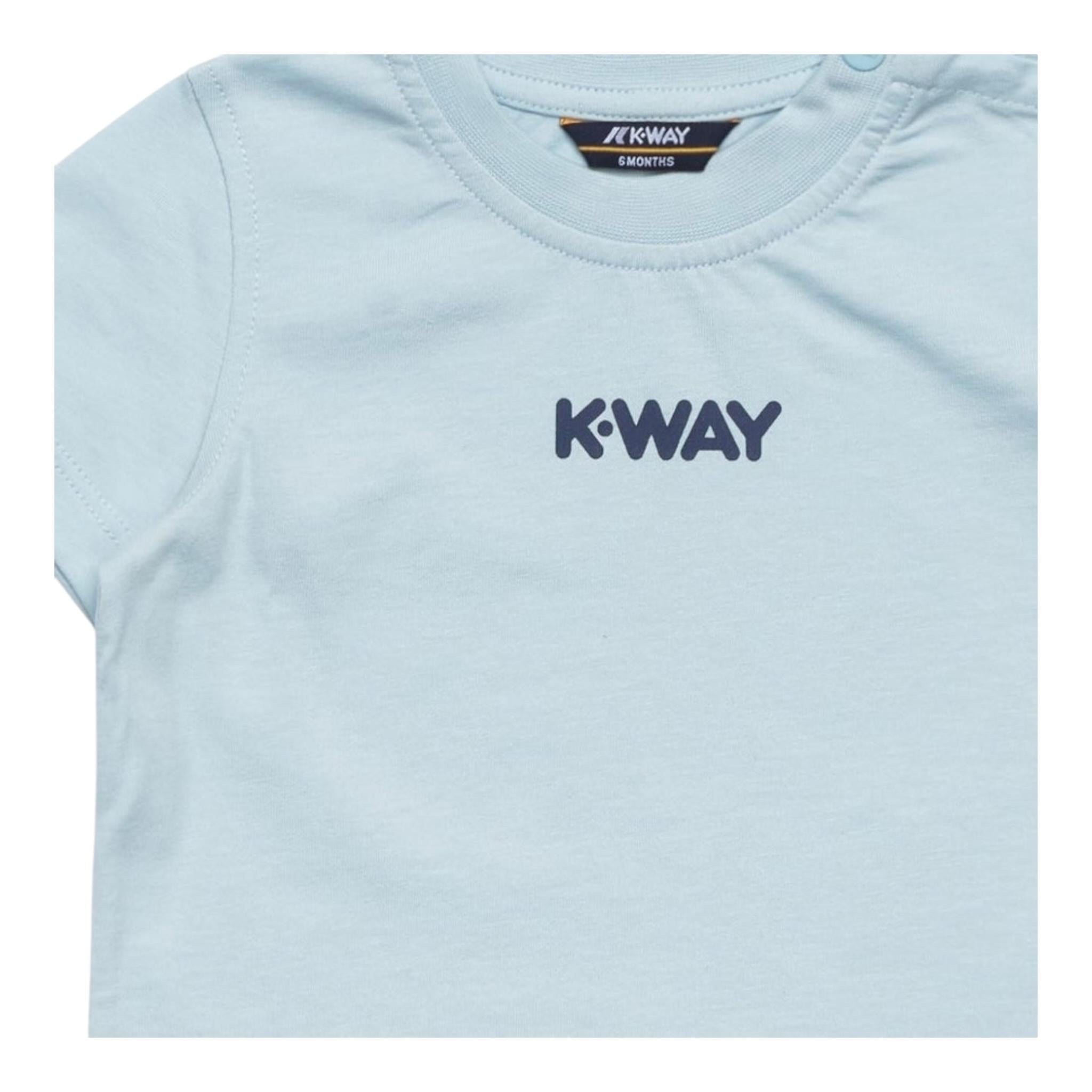 K-Way T-Shirt Girocollo Tinta Unita con Logo per Neonato K11613WXX AZZURRO K-WAY 