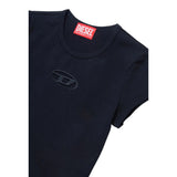 Diesel T-Shirt Girocollo Tinta Unita con Logo per Bambina J01830XXX NERO DIESEL 