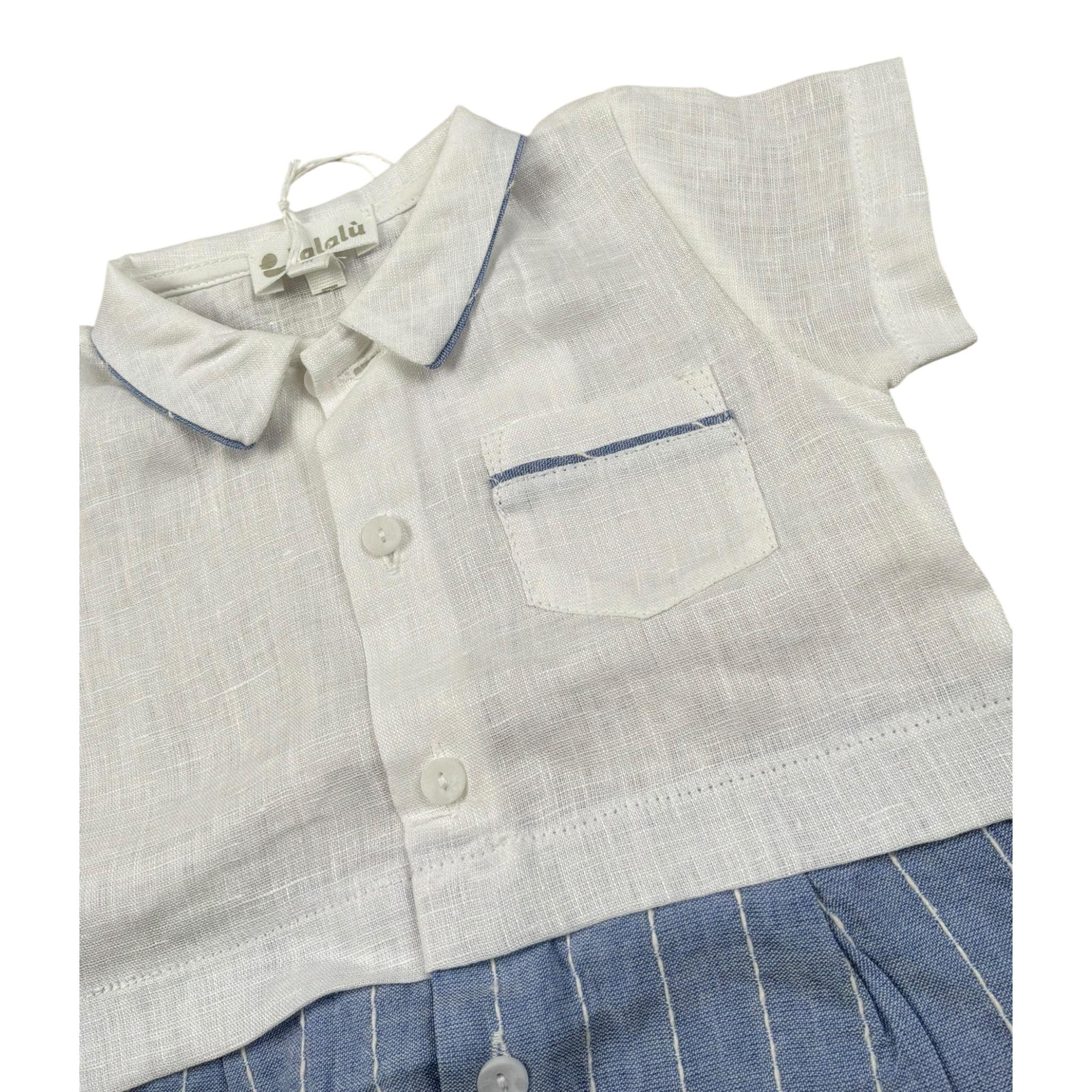 Lalalu' Pagliaccetto Bicolore Mezza Manica per Neonato PAL03P BIANCO/AZZURRO LALALU' 