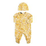 Versace Set Tutina-Cappello Tinta Unita Con Stampa Bianco Per Neonata