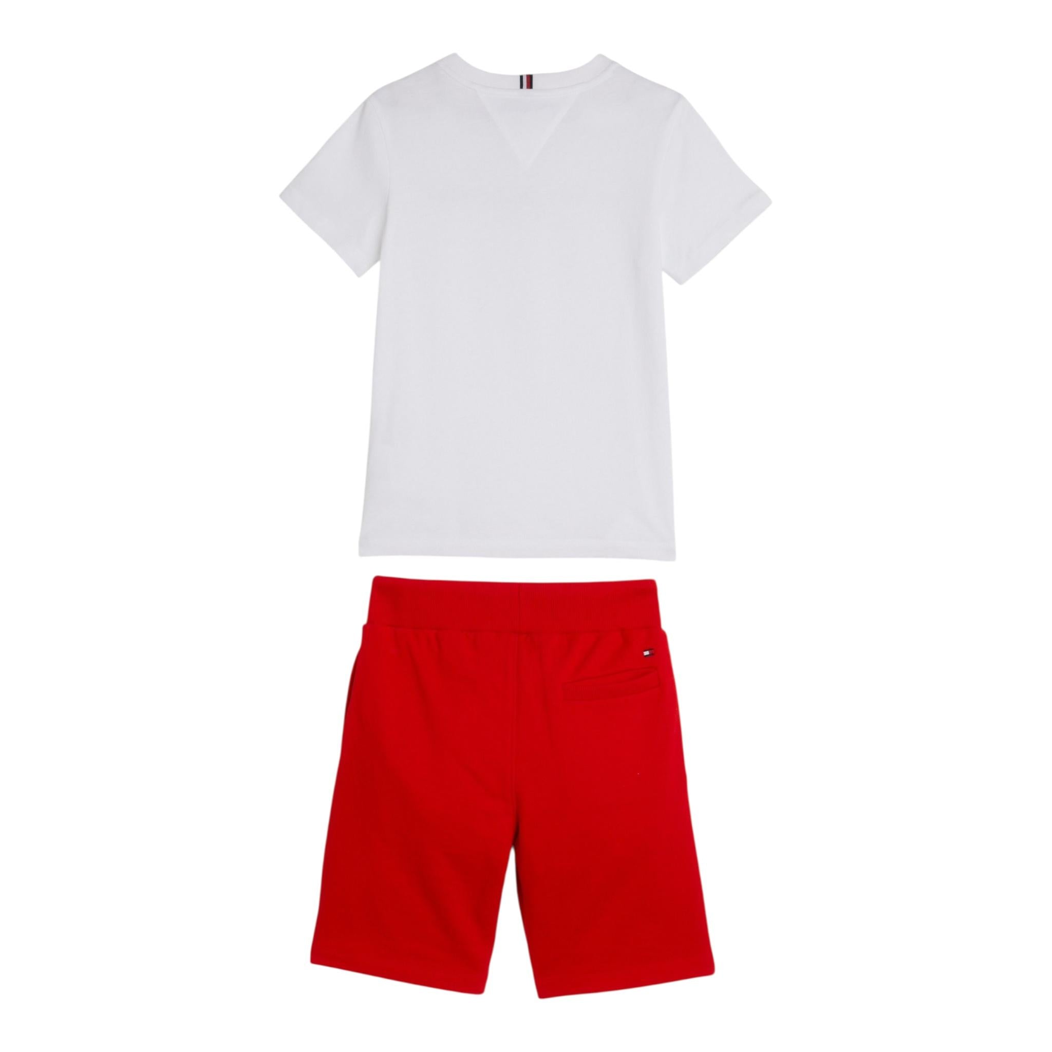 Tommy Hilfiger Completo 2 Pezzi T-Shirt-Bermuda per Bambino KB0KB08829 BIANCO/ROSSO TOMMY HILFIGER 