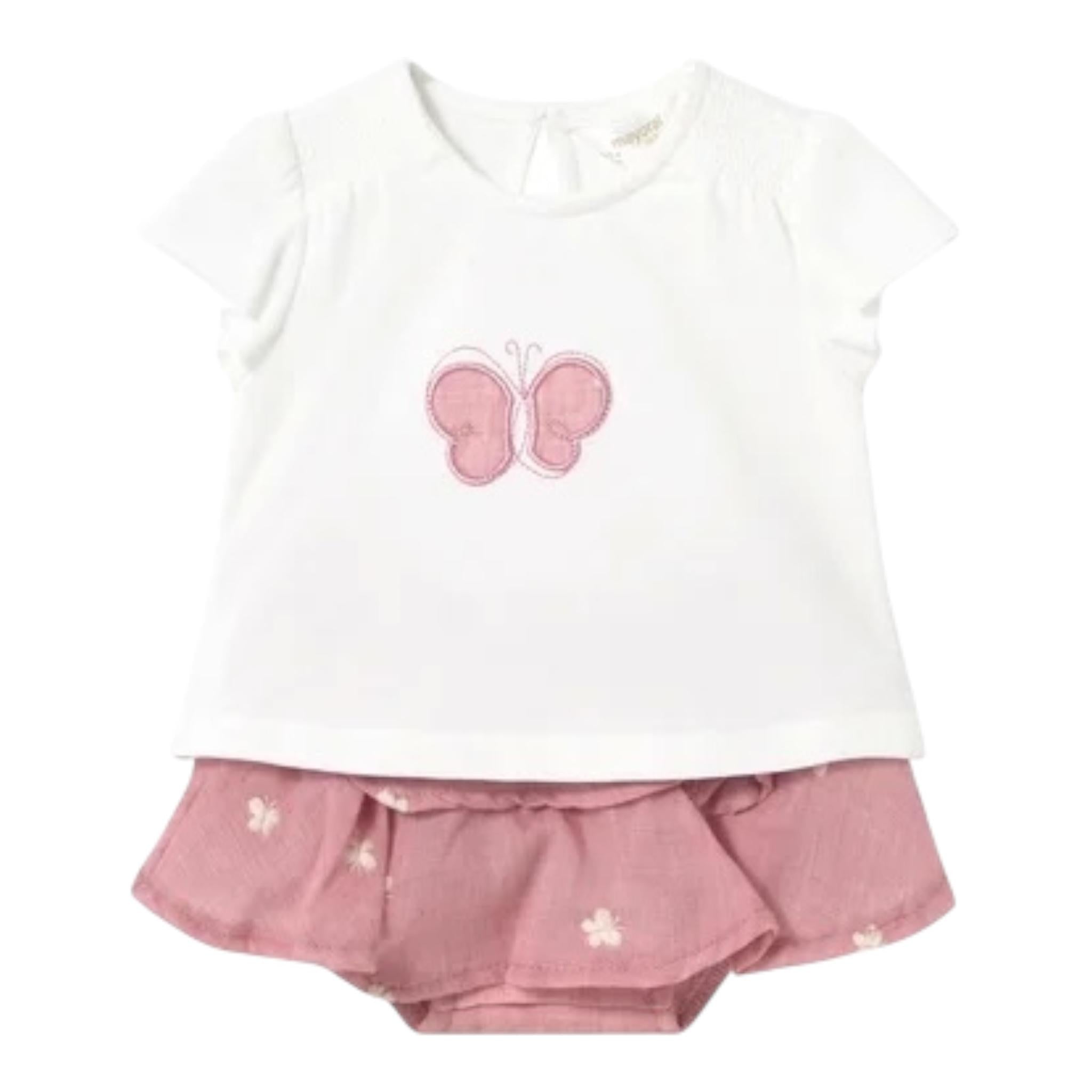 Mayoral Completo 2 Pezzi T-Shirt-Gonna con Coulotte Bicolore per Neonata 1853 BIANCO/ROSA MAYORAL 